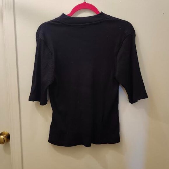 Black Ribbed Mock-Neck Top - Picture 2 of 3
